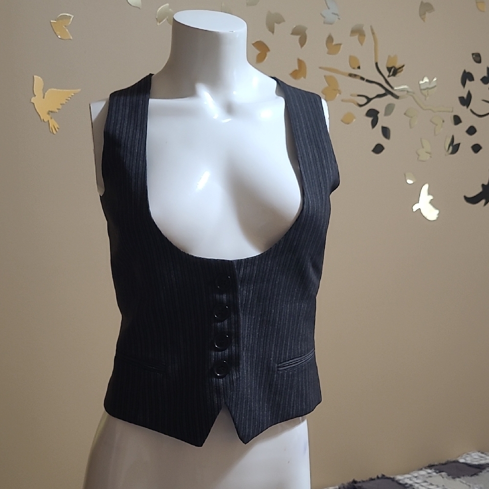 Zara Woman Black and Grey striped Vest Size S
